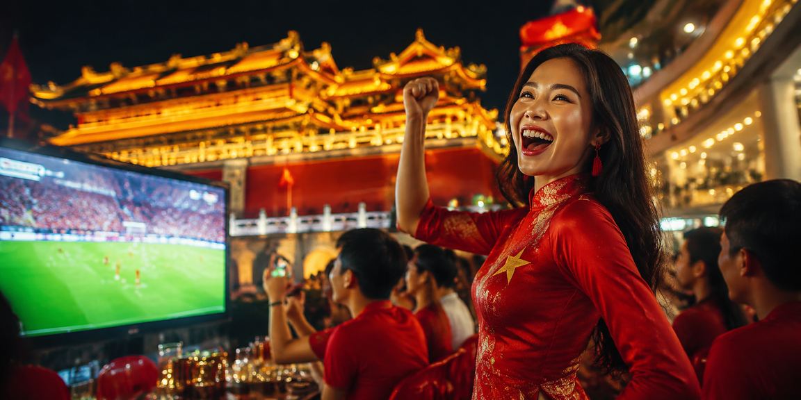 Người dân Huế tập trung xem bóng đá Việt Nam qua thiết bị di động trong không khí lễ hội